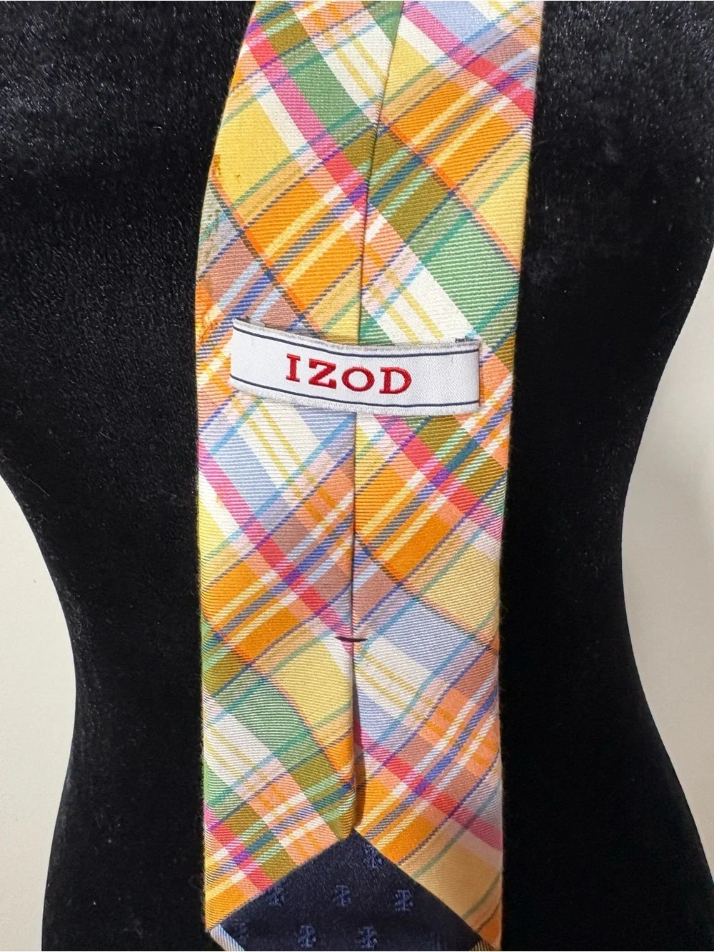 Izod Plaid Silk Tie in Yellow, Green, Blue & Orange